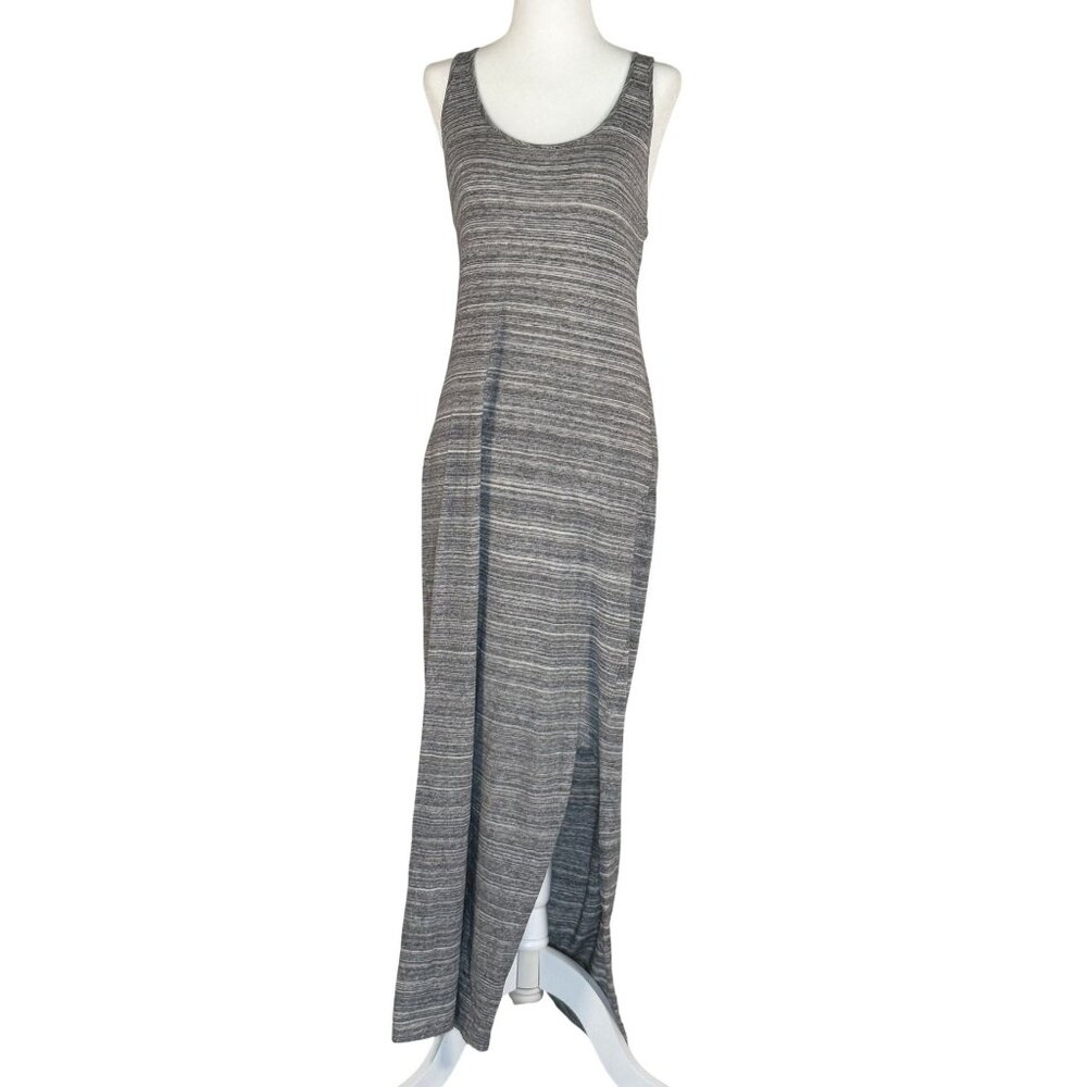 Lof Size Small Womens Striped Gray Maxi Dress With Crisscross Back 100% Cotton
